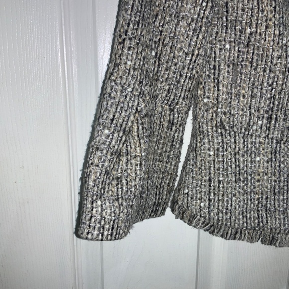 Madison wool blend tweed button front jacket Sz 2P fringe trim bell cuffs - Picture 3 of 8